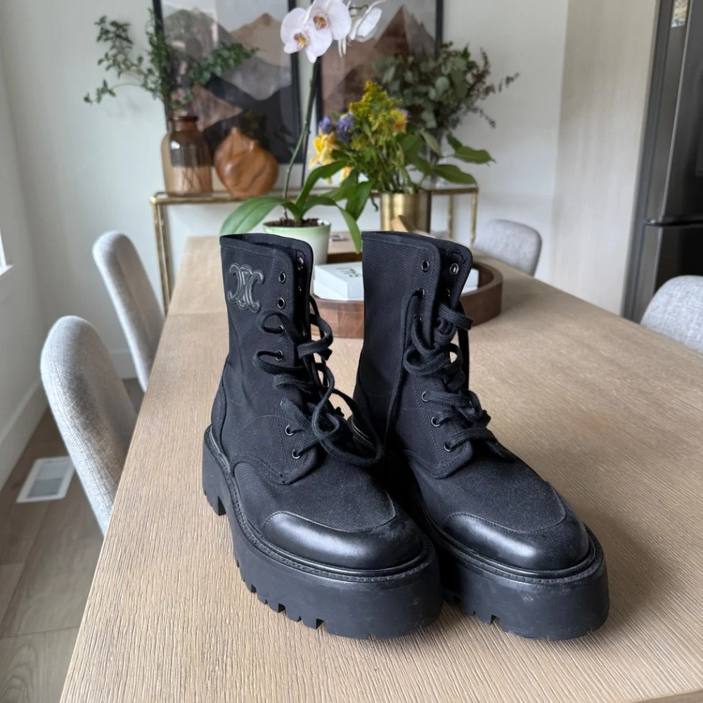 CELINE BULKY LACED UP BOOT | BLACK - Picture 4 of 13